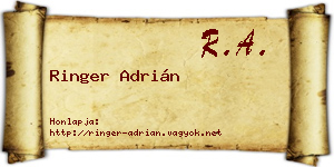 Ringer Adrián névjegykártya