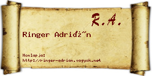 Ringer Adrián névjegykártya